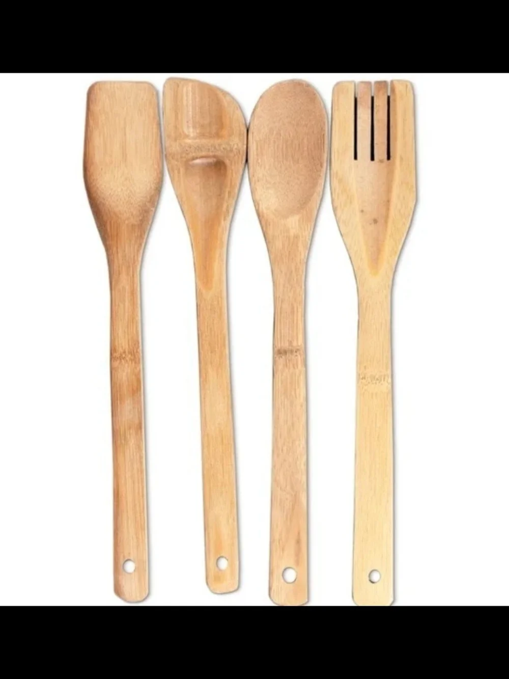 2 Pack Bamboo Kitchen Utensil Set — Natural Brown, 8-Piece   Total